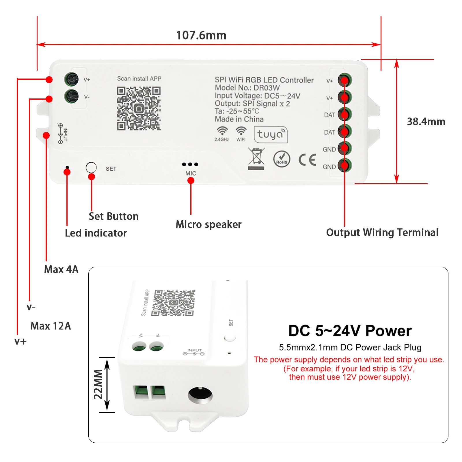 1m-25m tuya wifi адресуемые светодиодные - Фотография_4