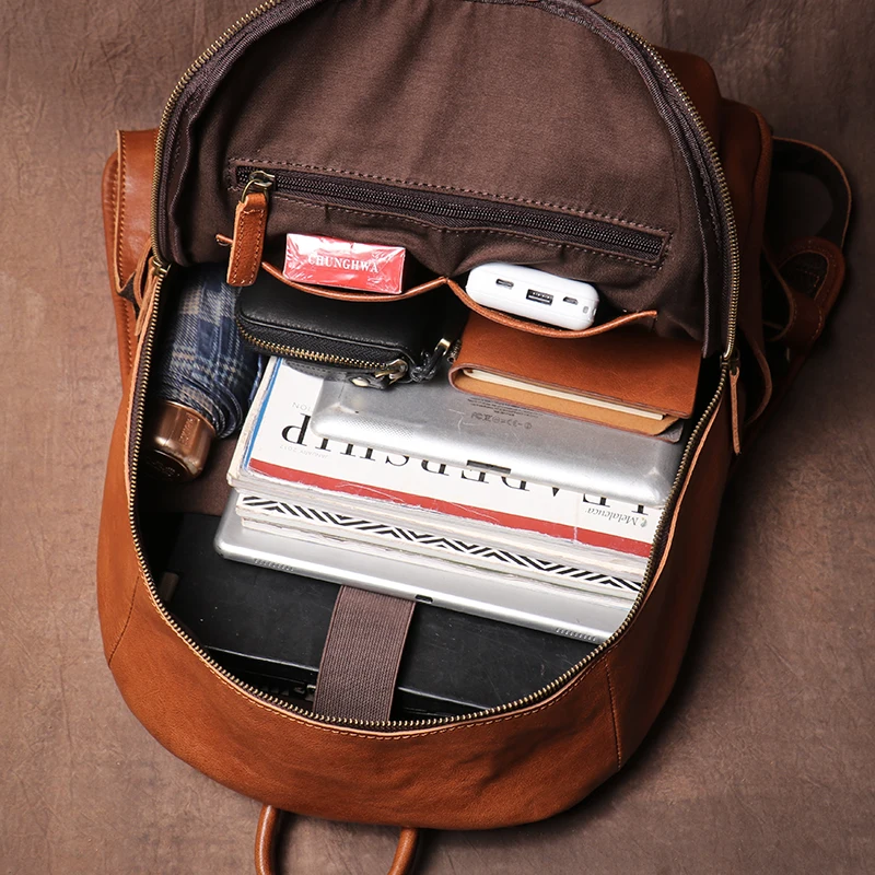 Luokir мужской винтажный дорожный рюкзак из натуральной кожи - Фотография_6