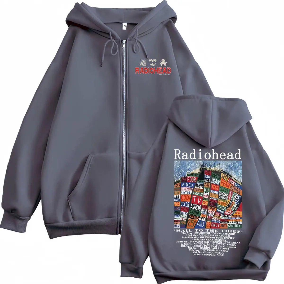Radiohead hail to the thief merch толстовки на молнии в стиле рок - Фотография_5