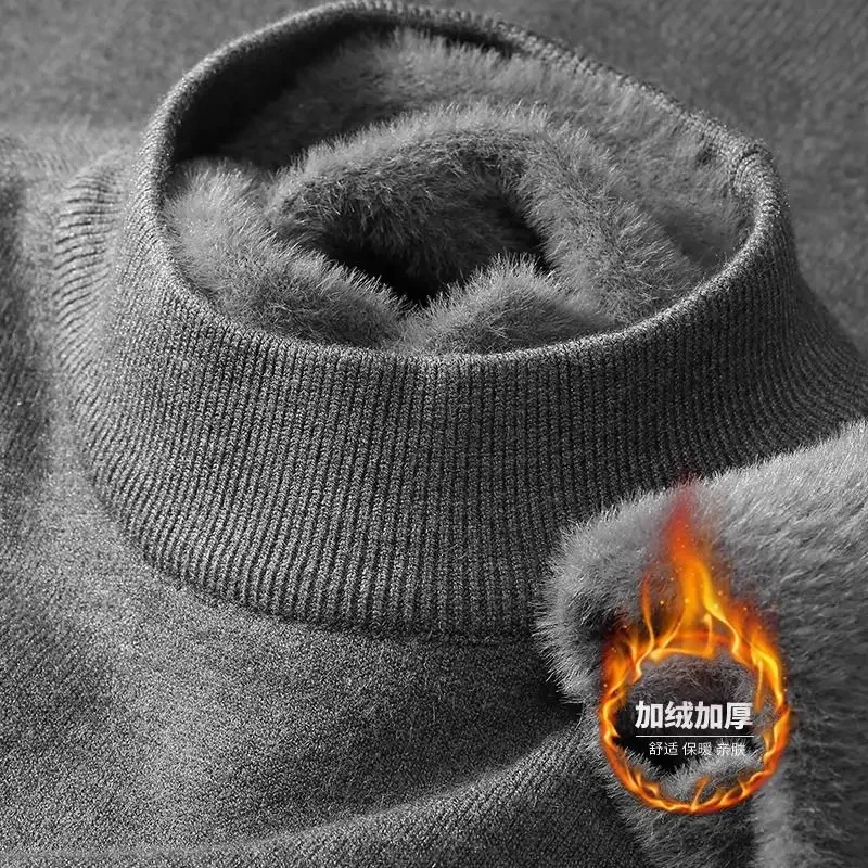 Мужской вязаный свитер с плюшевой подкладкой