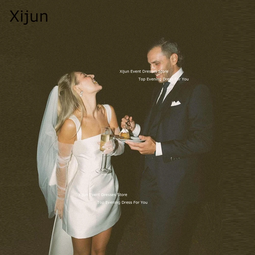Простые белые атласные свадебные платья xijun