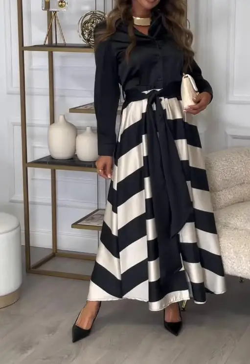 Весенне-осенний элегантный стильный откидной воротник - Фотография_6