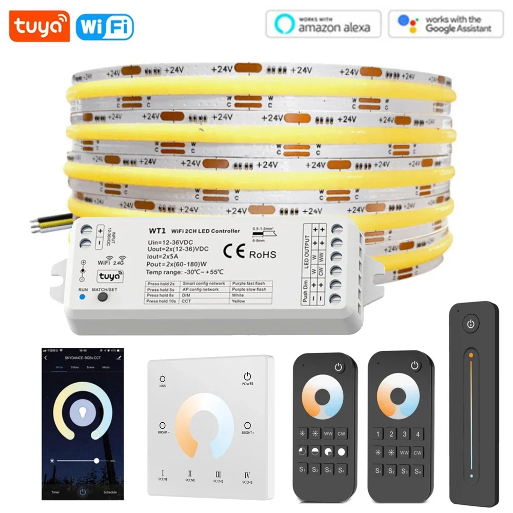 24 в tuya wi-fi cct cob светодиодная