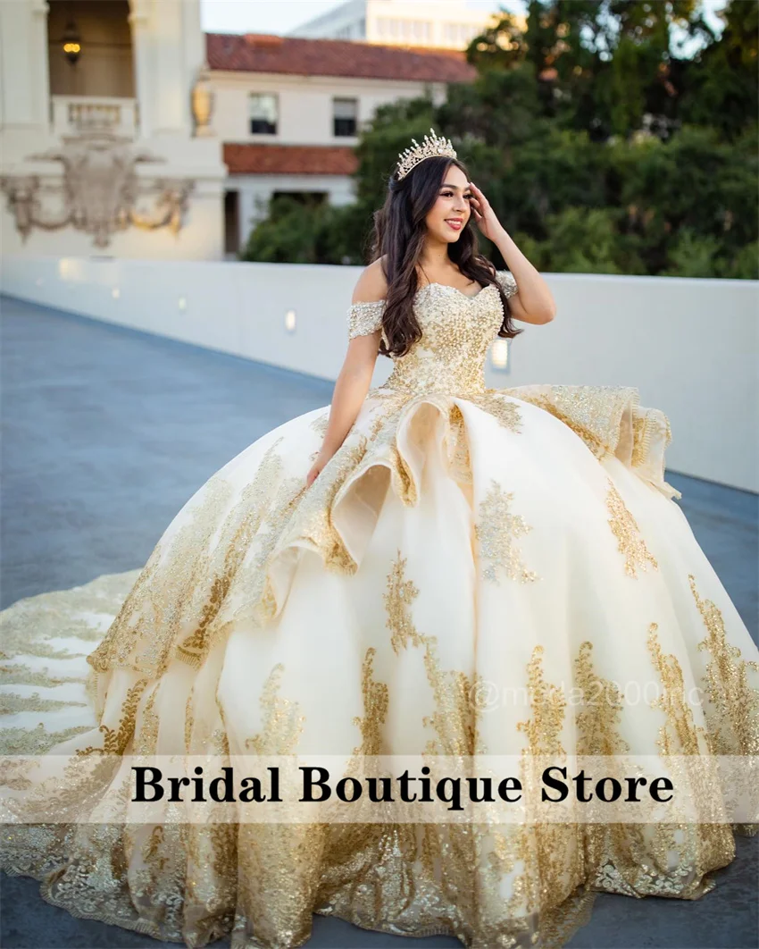 Роскошные платья quinceanera цвета шампанского - Фотография_3