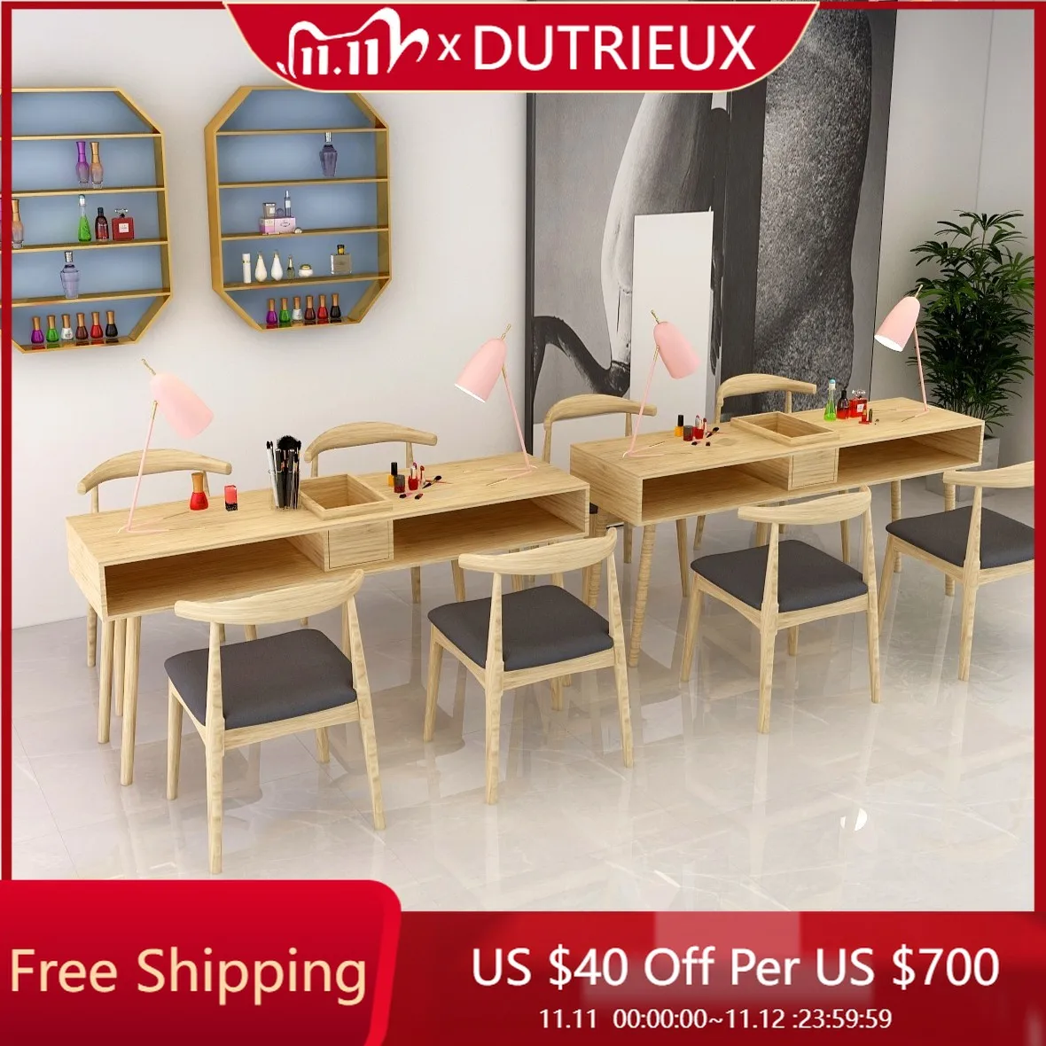 Деревянный дизайнерский маникюрный стол