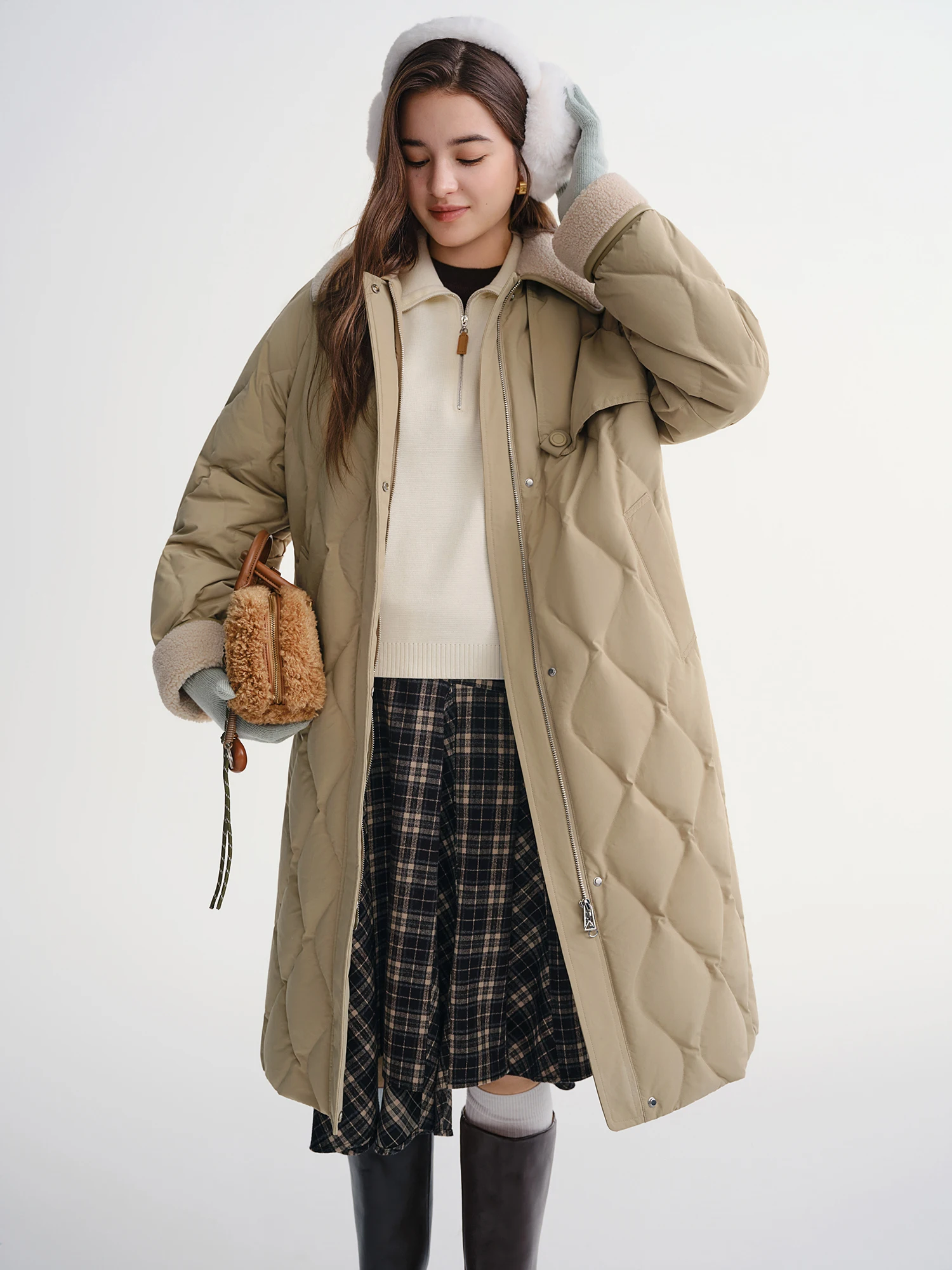 Dushu новый женский винтажный пуховик с цветными блоками 2025 - Фотография_2