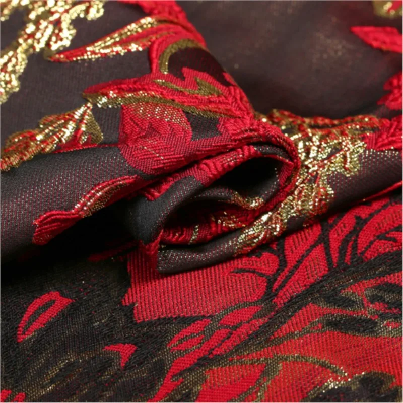 Весенне-осеннее трехмерное цветное тканое жаккардовое парчовое платье