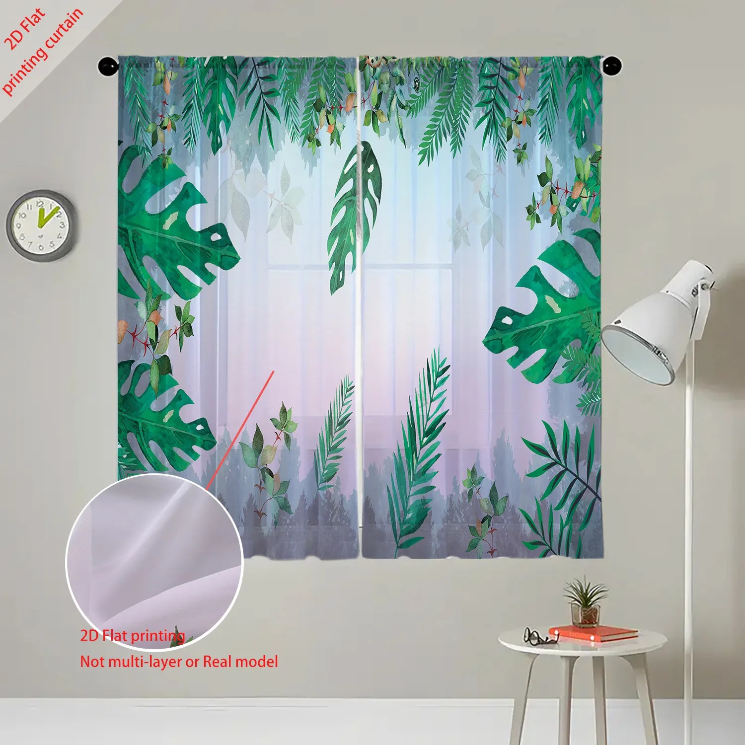 Прозрачная занавеска с растительным принтом - Фотография_3