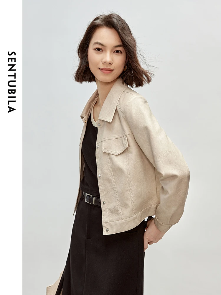 Sentubila женские укороченные куртки из искусственной кожи в стиле ретро - Фотография_3