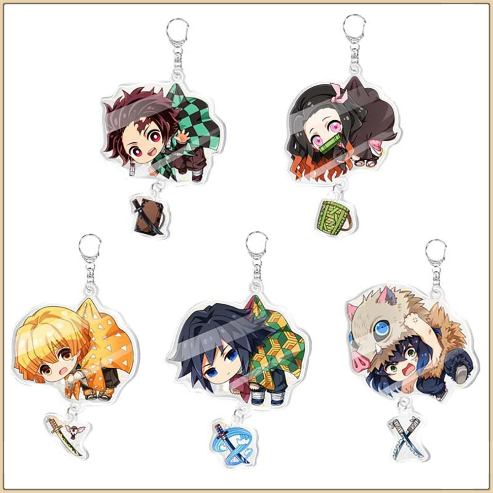 Акриловый брелок demon slayer kamado tanjirou tomioka giyuu