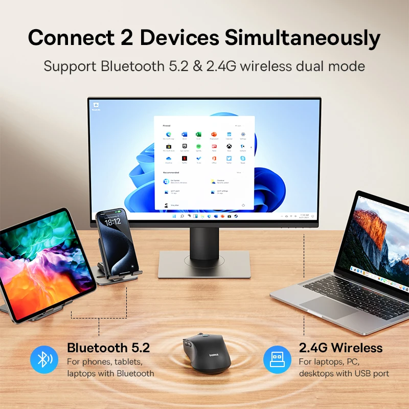 Беспроводная мышь baseus f02 bluetooth 5 - Фотография_2