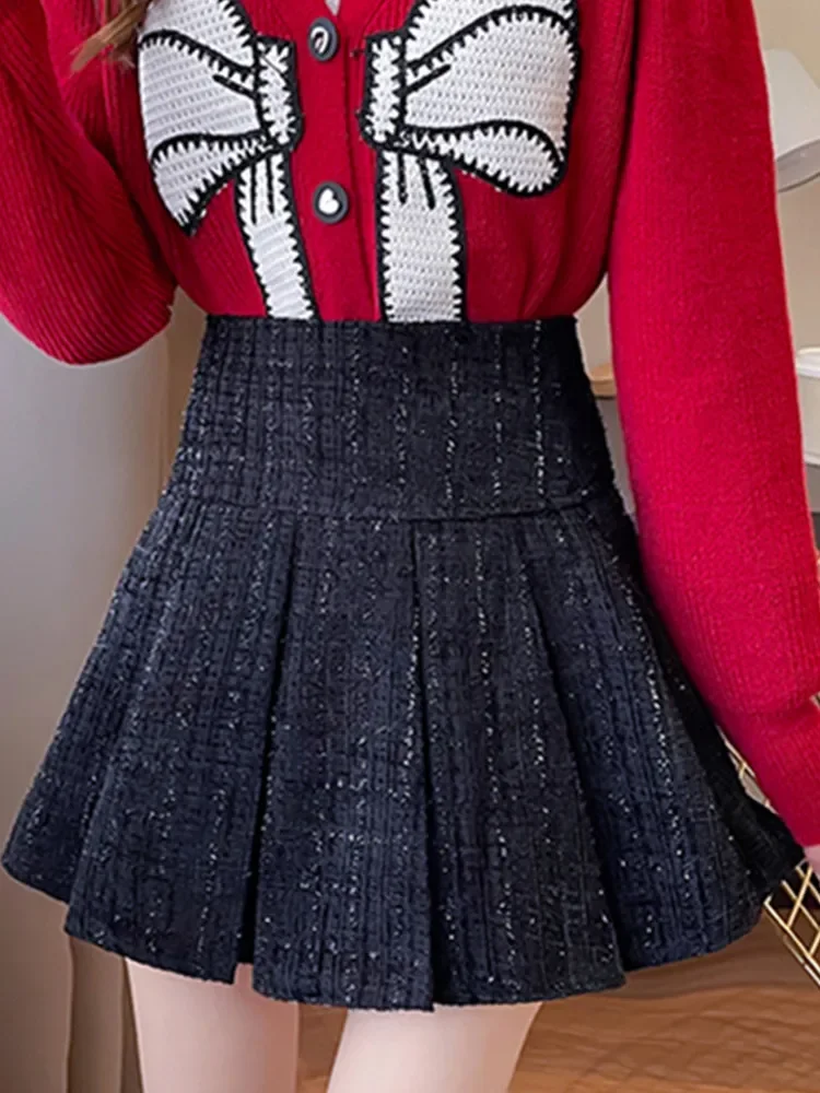 Черные твидовые мини-юбки женские - Фотография_2