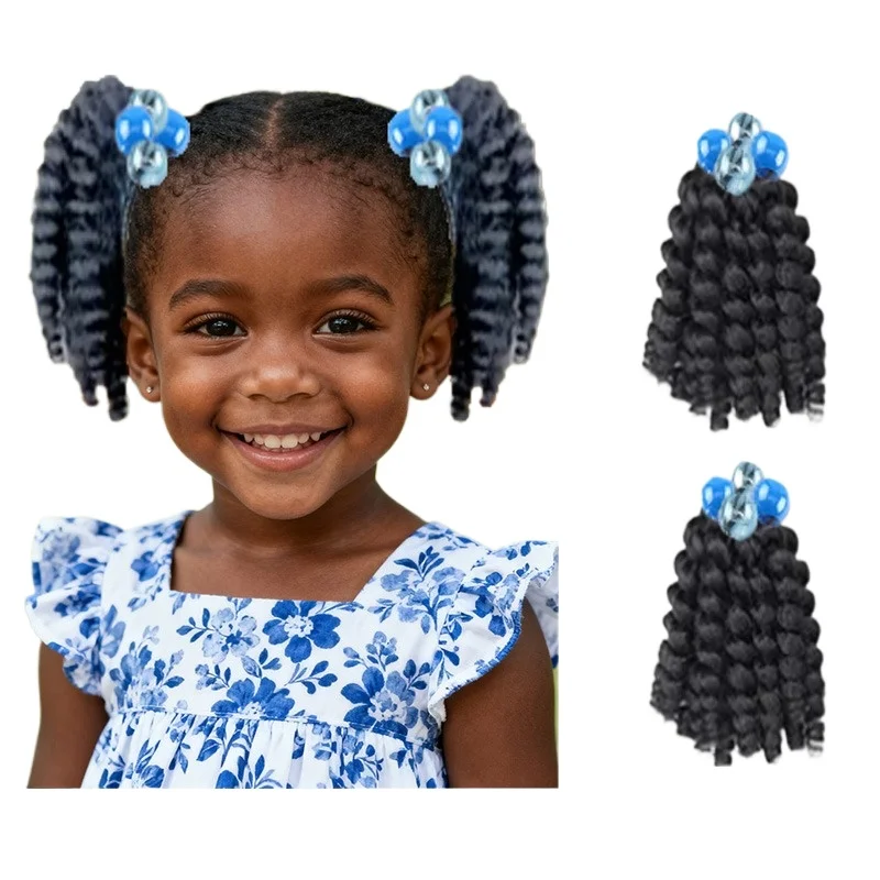 Детский плетеный хвост с эластичными шариками из бисера