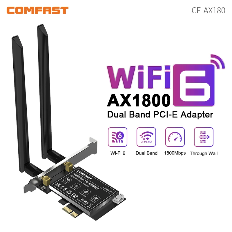 Comfast ax180 1800 мбит/с wi-fi 6 беспроводной адаптер pci-e 2
