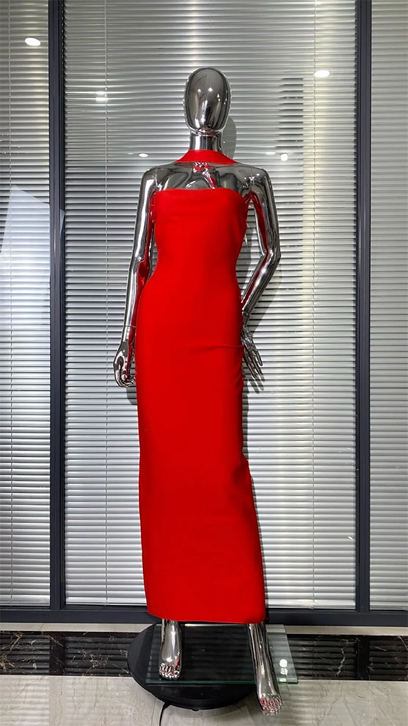 Красное бандажное женское платье для выпускного вечера - Фотография_3
