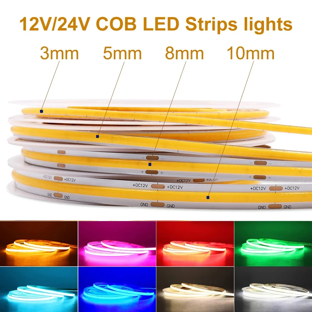 Светодиодная лента cob 12 в 24