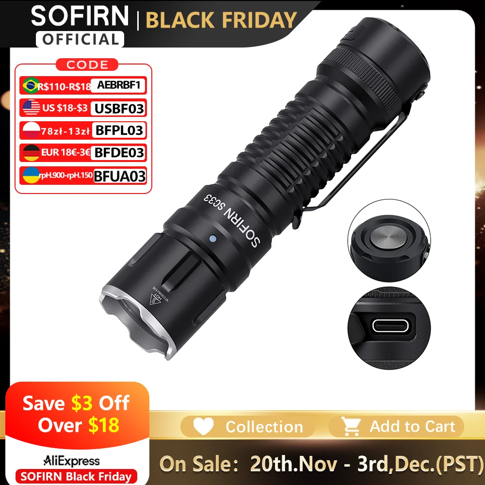Sofirn sc33 5200 lumen linterna led xhp70