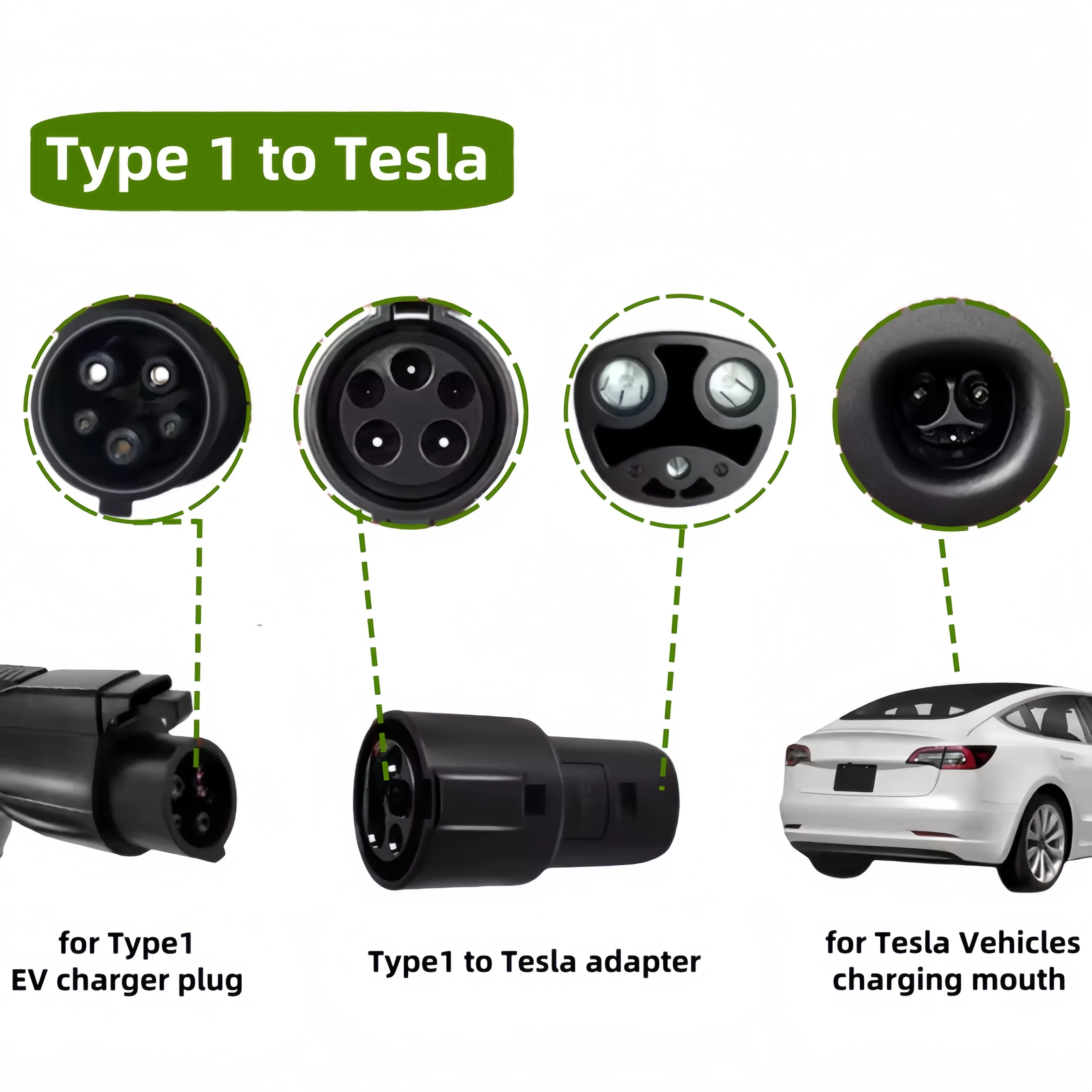 Адаптер для зарядки электромобиля type1 j1772 для tesla model x y 3 - Фотография_3