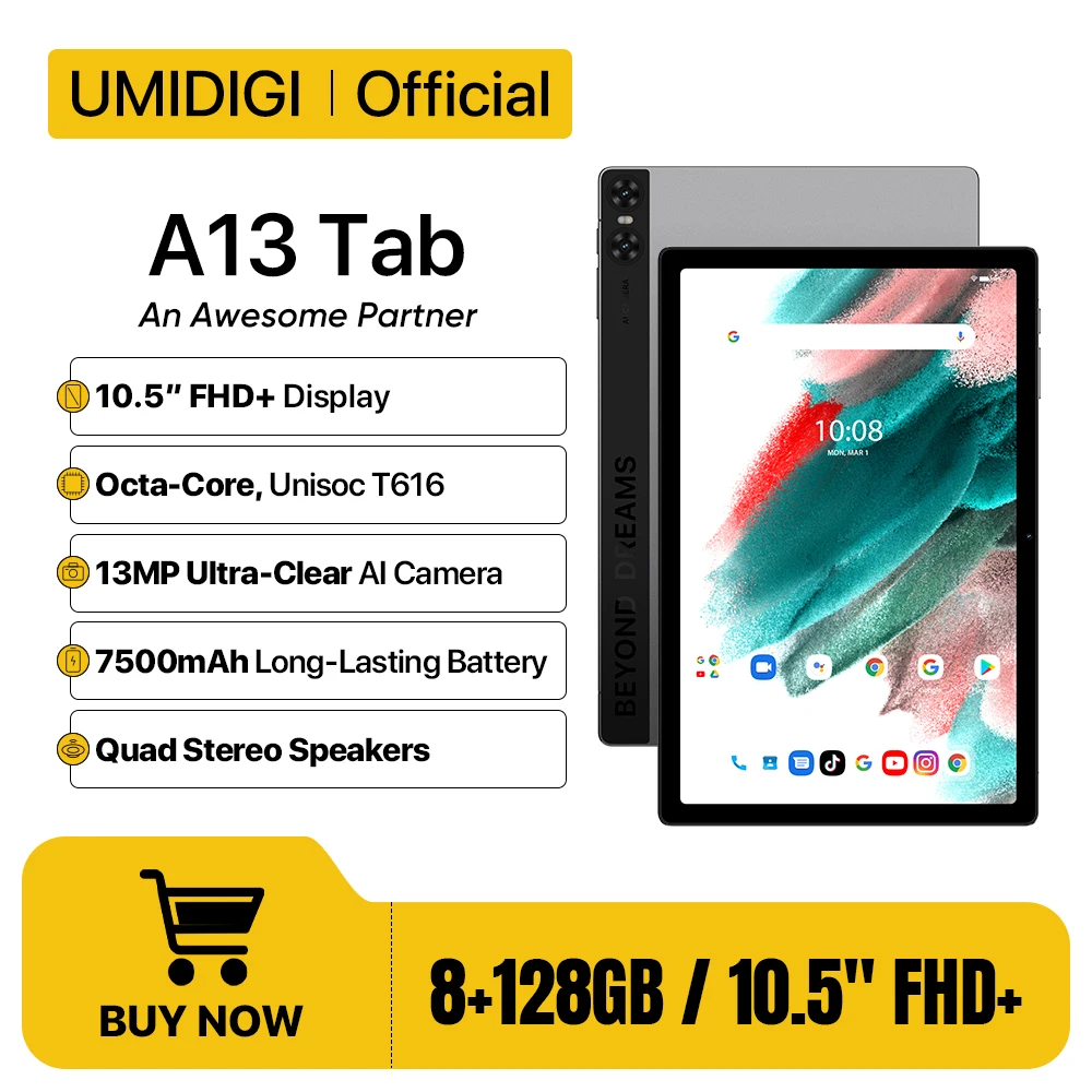 Umidigi a13 tab android 13 планшет 8 + 8 гб озу 128 гб пзу 10