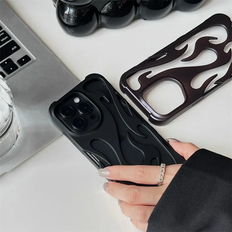 Новый полый тонкий чехол для телефона с 3d пламенным узором для iphone 17 - Фотография_2