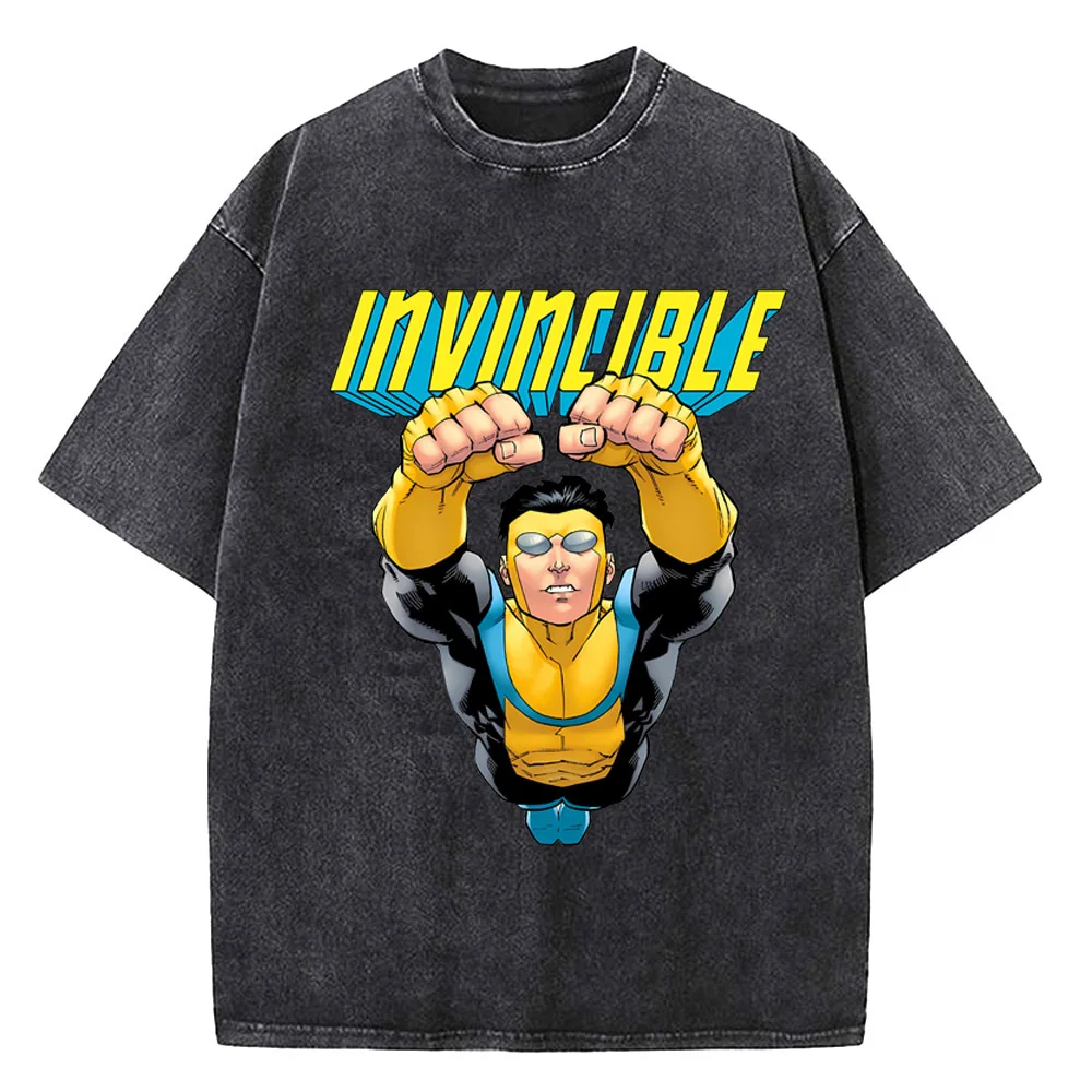 Мужские и женские винтажные потертые футболки invincible hero - Фотография_3