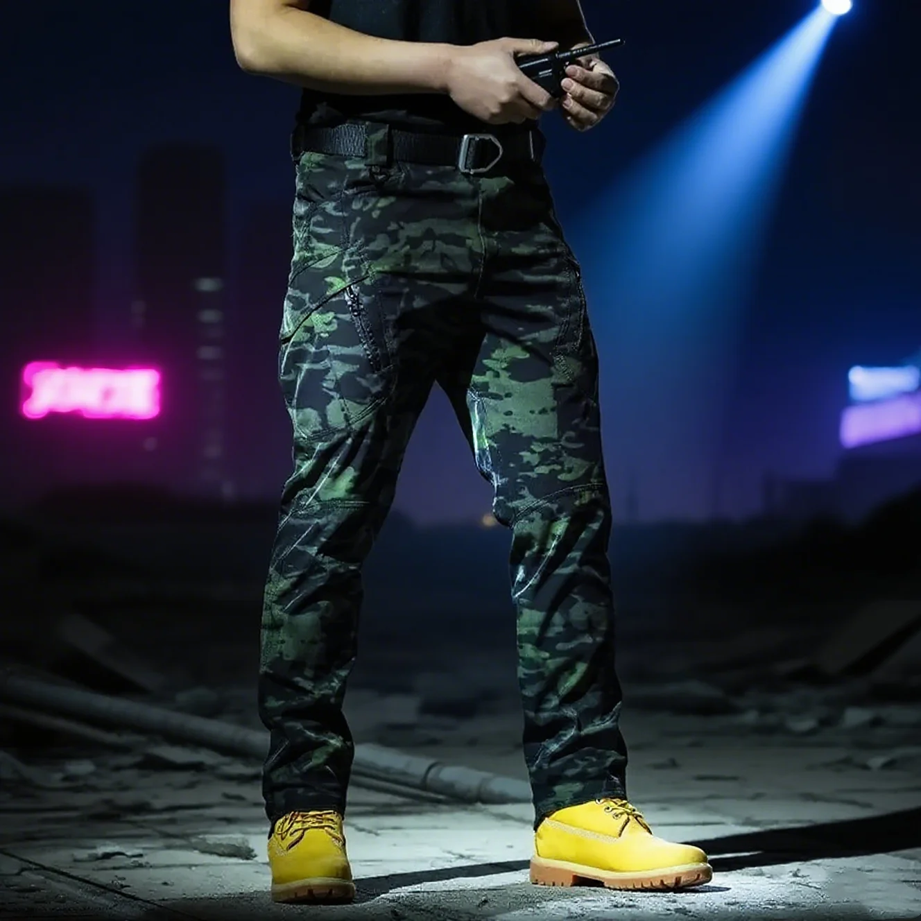 Мужские весенне-осенние городские эластичные брюки-карго для треккинга - Фотография_6