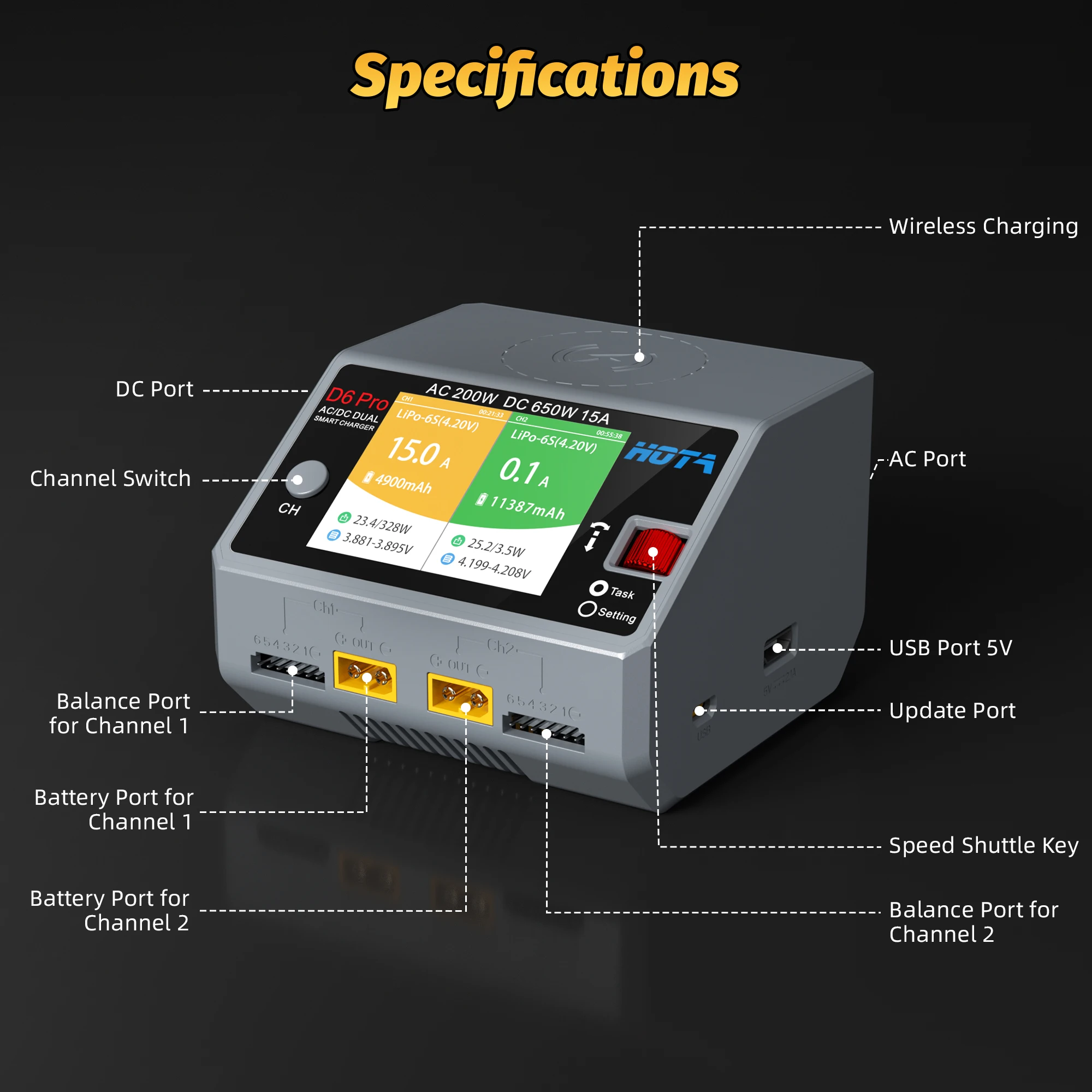 Hota d6 pro двухканальный ac200w - Фотография_5