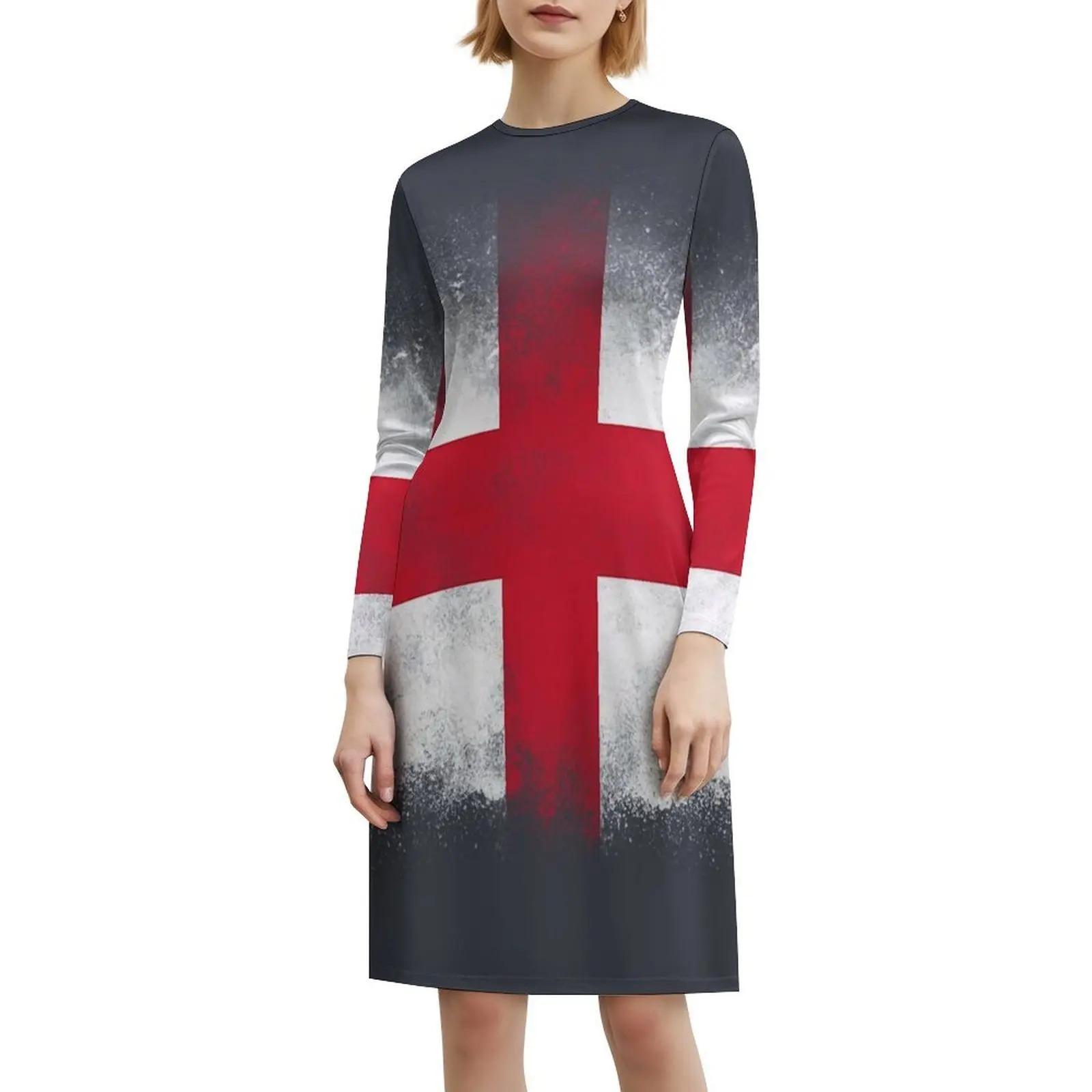Мини-платье в консервативном стиле с флагом англии для женщин - Фотография_6