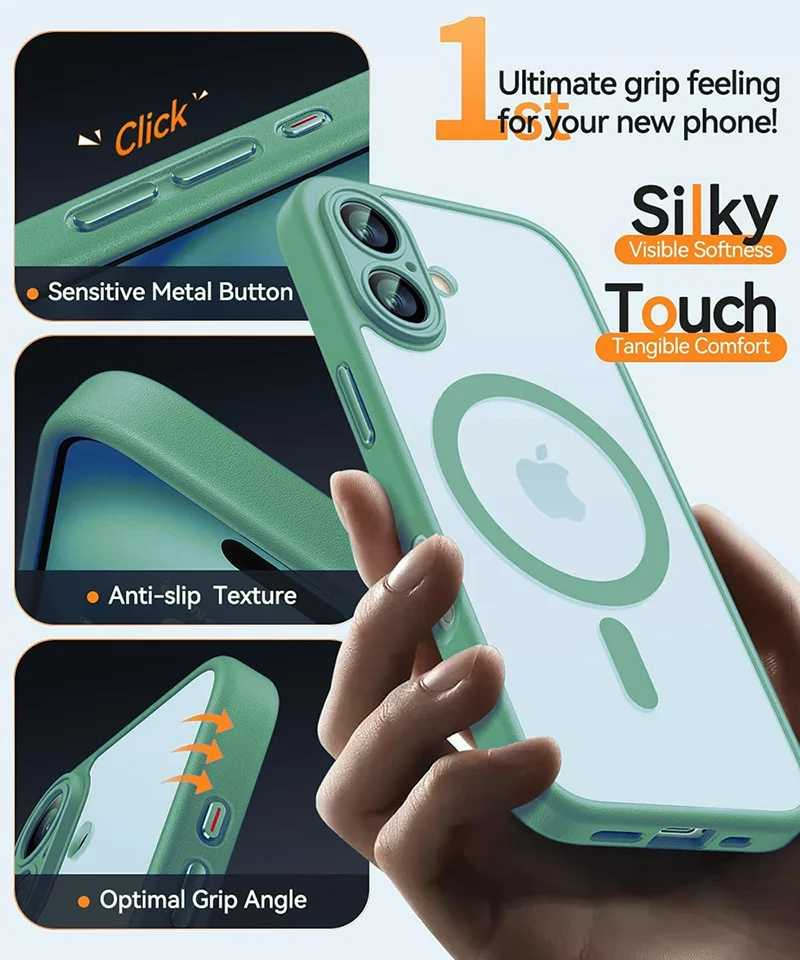 Магнитный роскошный противоударный чехол magsafe для iphone 16 - Фотография_5