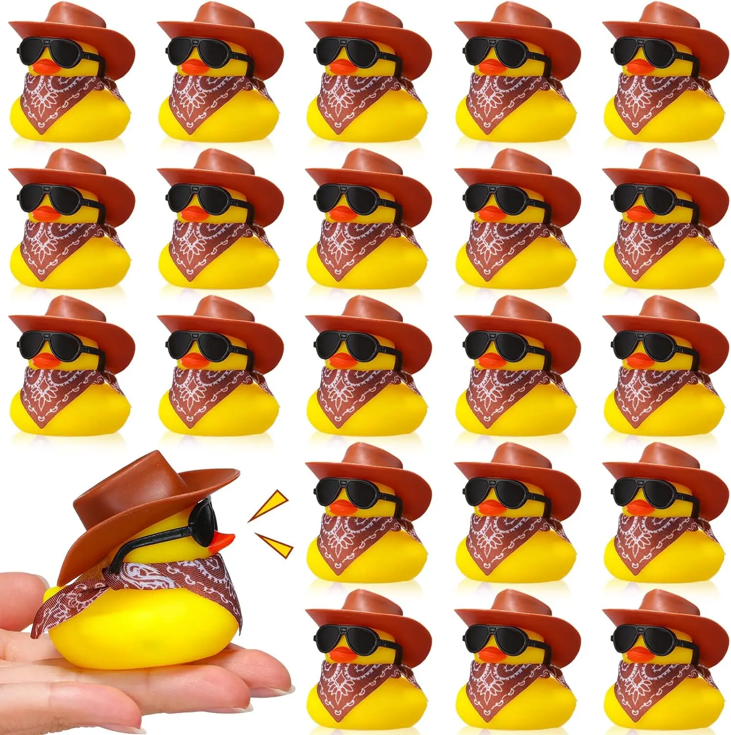 Set cowboy rubber duck mini yellow