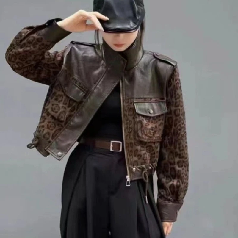 Cool girl pu куртка с леопардовым