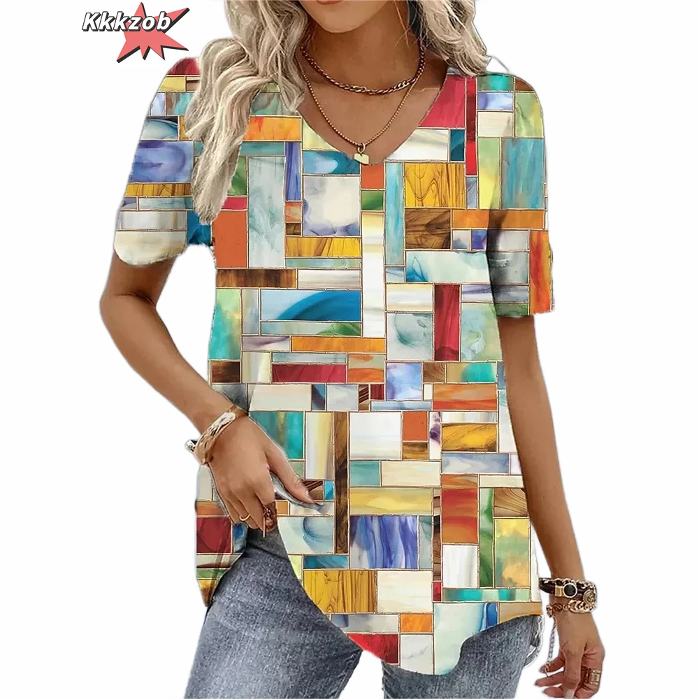 Женская футболка с абстрактным цветочным принтом - Фотография_6