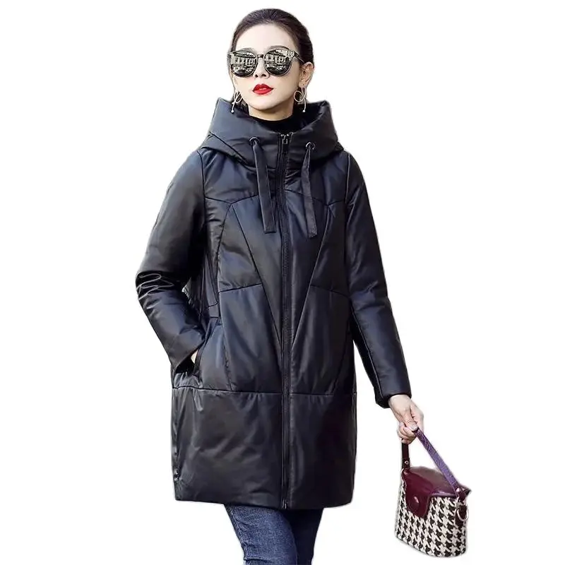 Черное пальто из искусственной кожи - Фотография_2