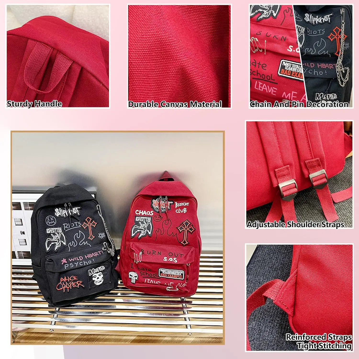 Рюкзак в стиле готический рок для мужчин и женщин - Фотография_6