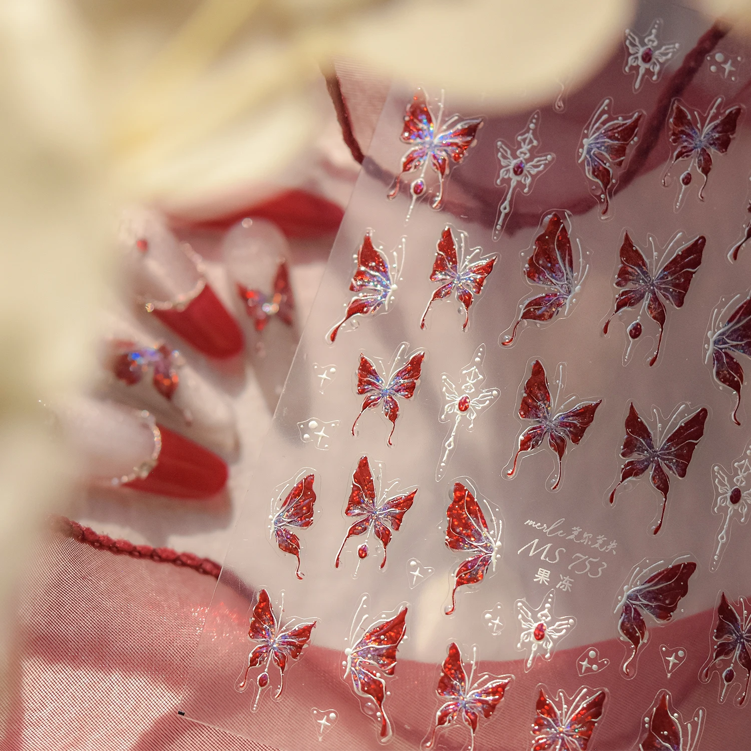 Красная бабочка 5d наклейка для - Фотография_3
