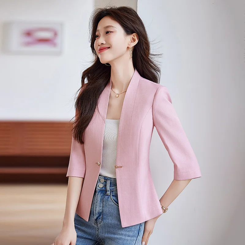 Высококачественный женский пиджак с рукавами три четверти - Фотография_3