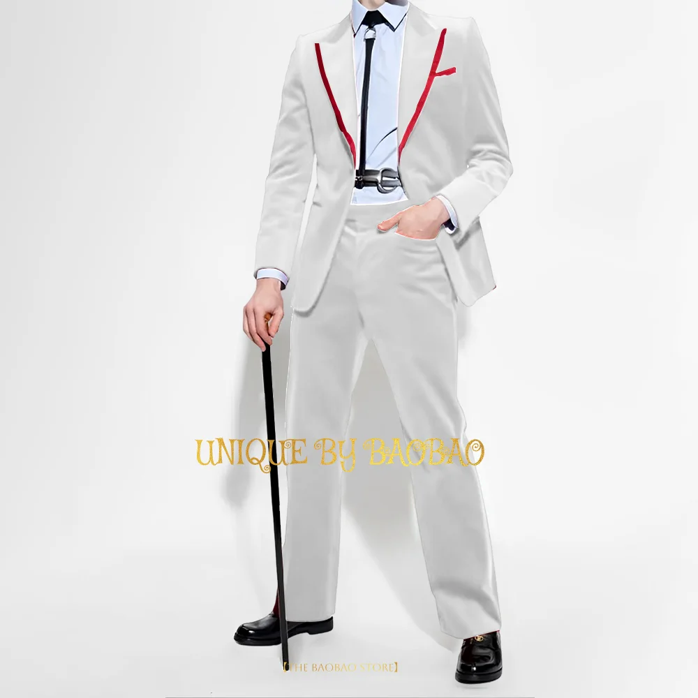 Мужской красный бархатный костюм из 2 предметов (пиджак и брюки) - Фотография_3