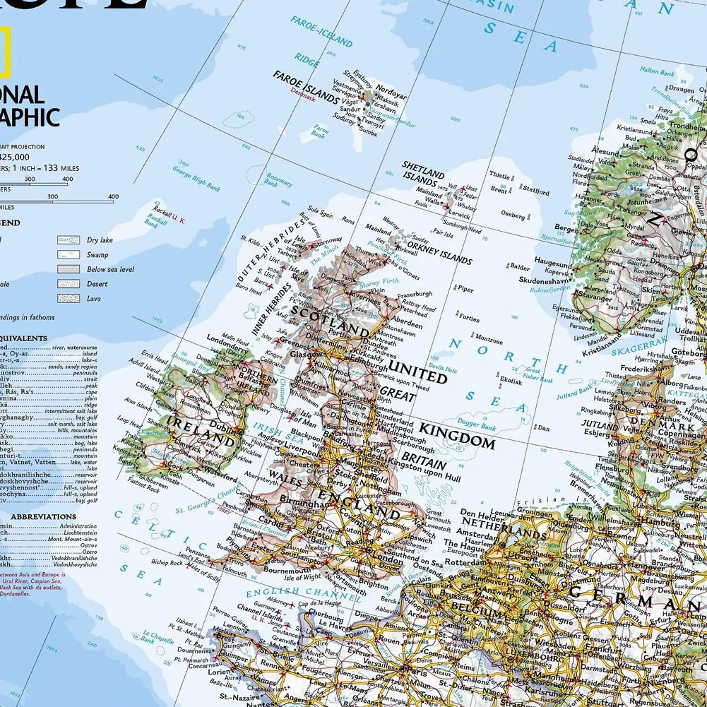 Складная винтажная европейская карта на английском языке - Фотография_6