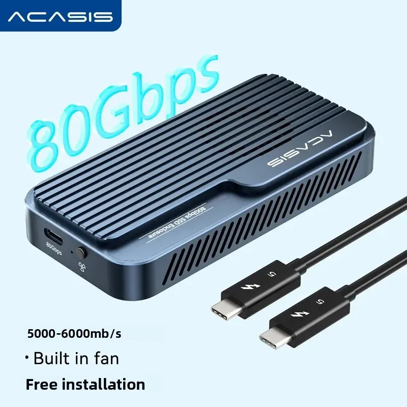 Корпус acasis 80 гбит/с thunderbolt 5 ssd с вентилятором и охлаждением
