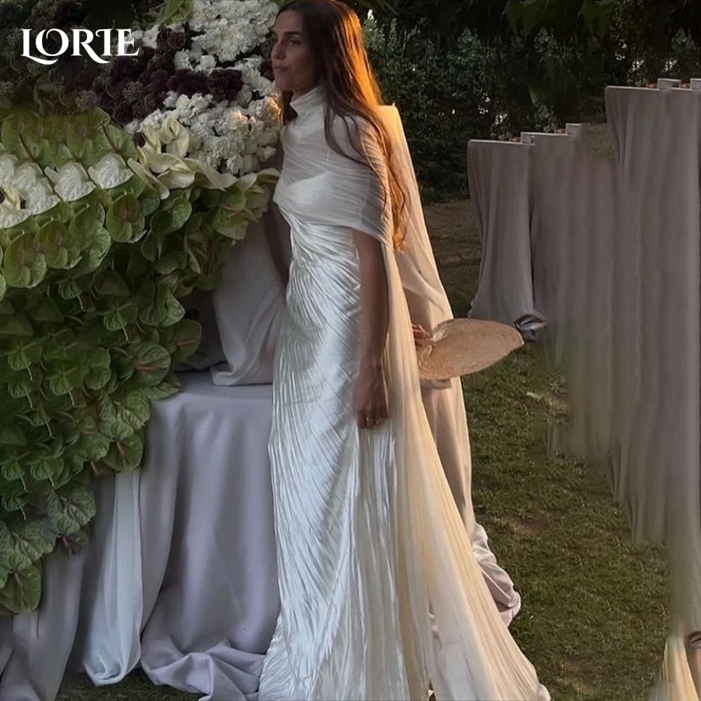 Lorie свадебное платье из крепа с высоким воротником и русалкой