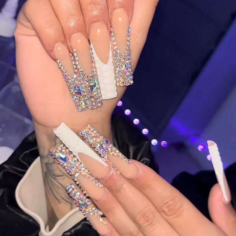 Настраиваемые сверхдлинные накладные ногти ручной работы - Фотография_6