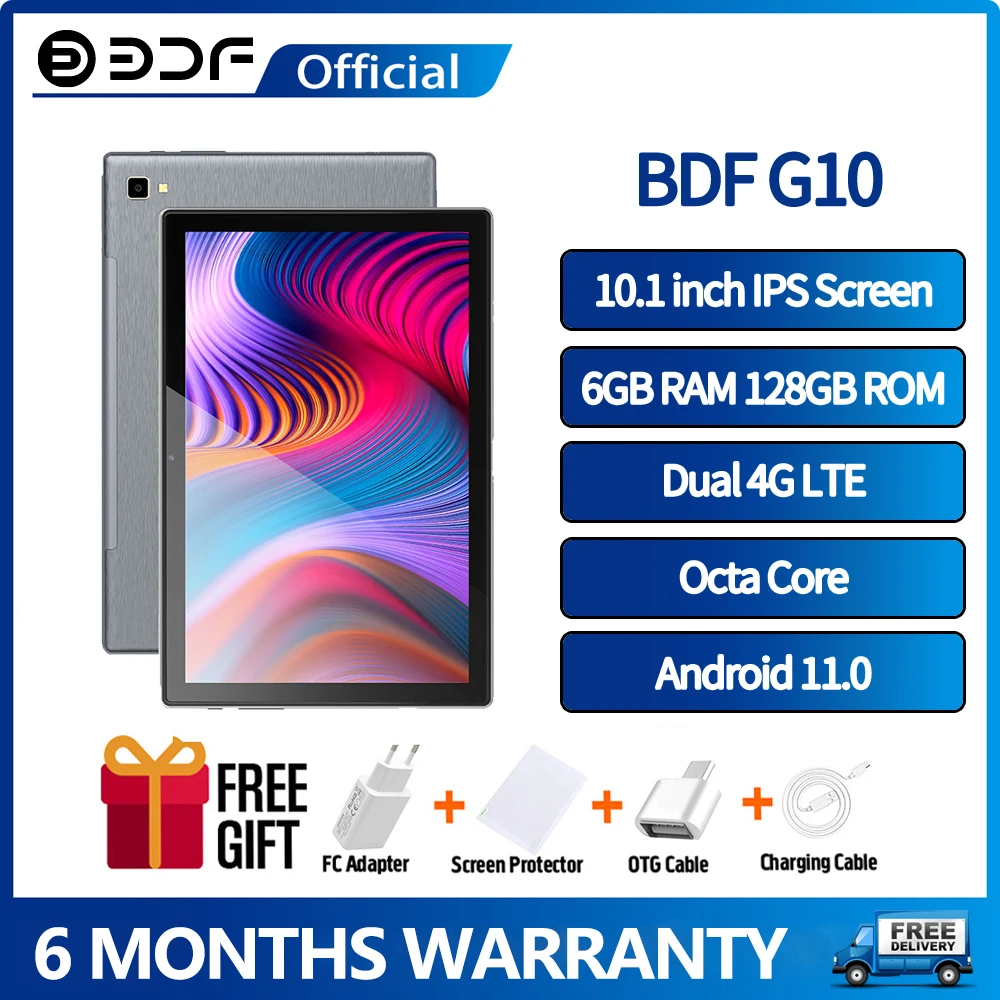 Новый планшет bdf 6 гб озу 128 гб пзу android 11.0 вкладка 10