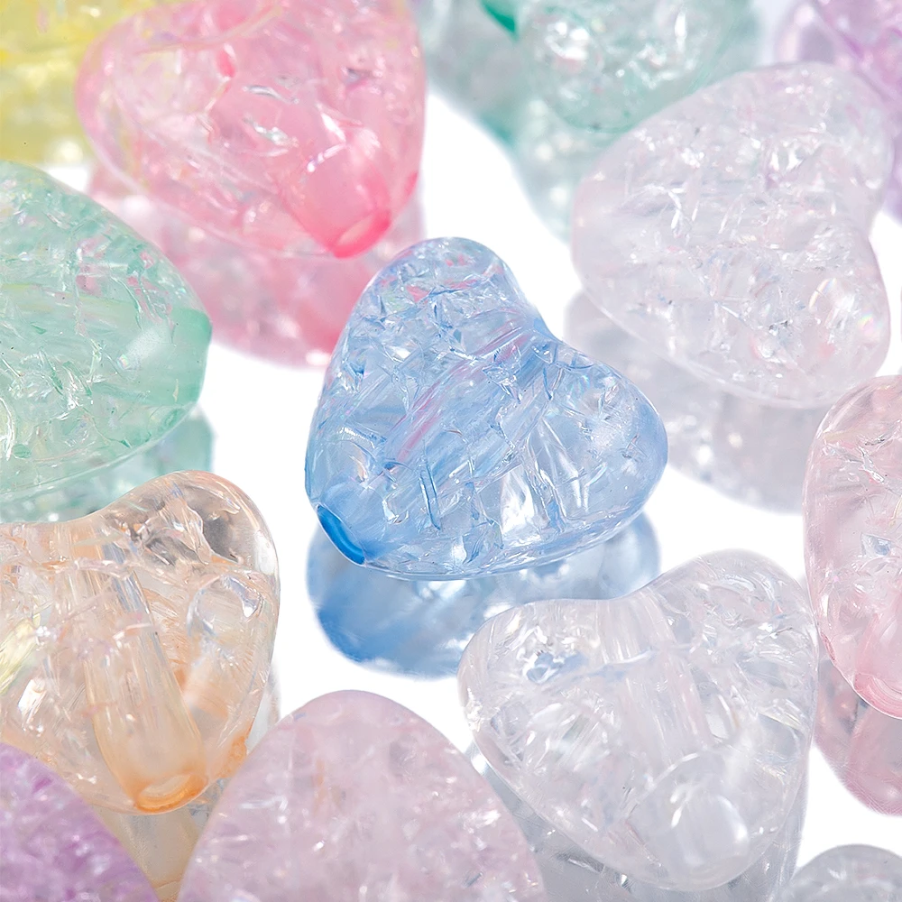 Яркие цветные прозрачные акриловые бусины в форме сердца для diy браслета - Фотография_6