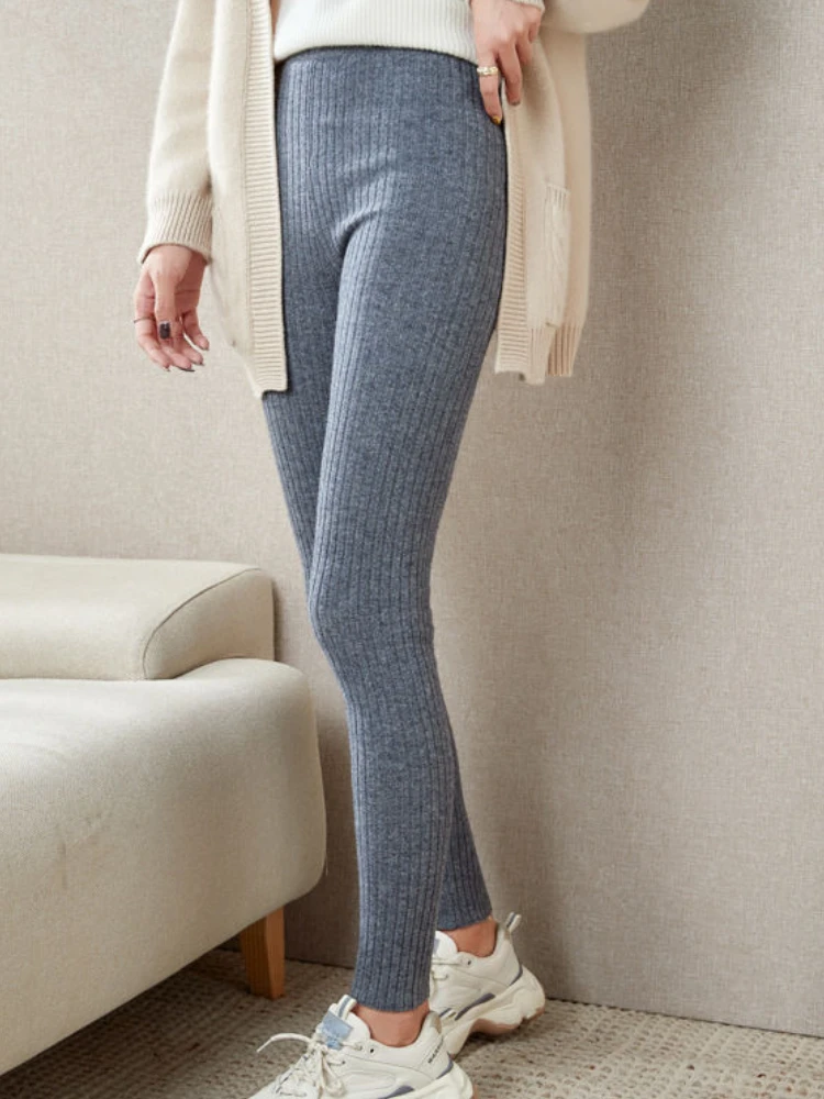 Овсяные вязаные леггинсы - Фотография_3