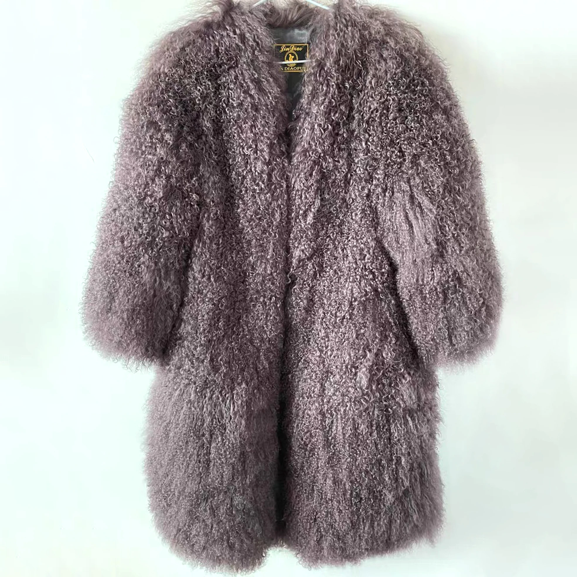 Длинная шуба из монгольского овечьего меха 100 см - Фотография_6