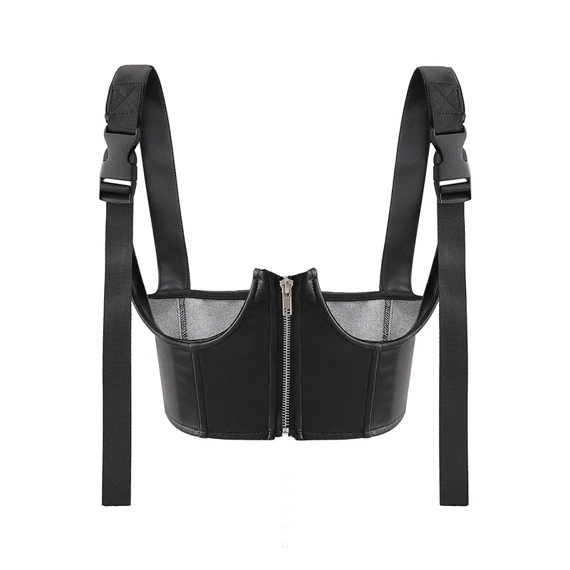 Женский сексуальный укороченный топ из искусственной кожи - Фотография_4