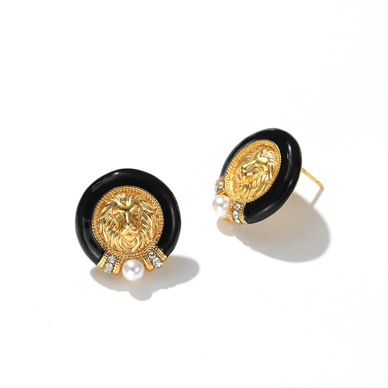 Винтажные средневековые серьги с золотым жемчугом льва - Фотография_4