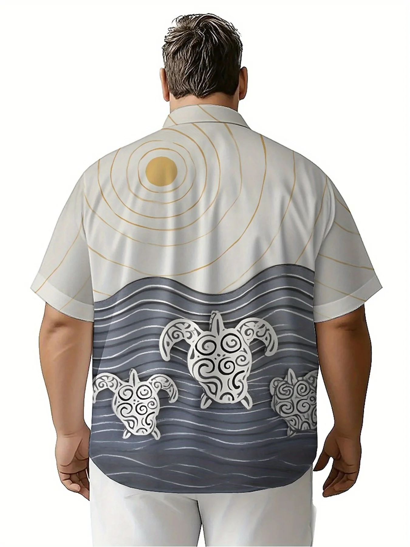 Мужские гавайские рубашки больших размеров с рисунком морских черепах - Фотография_4