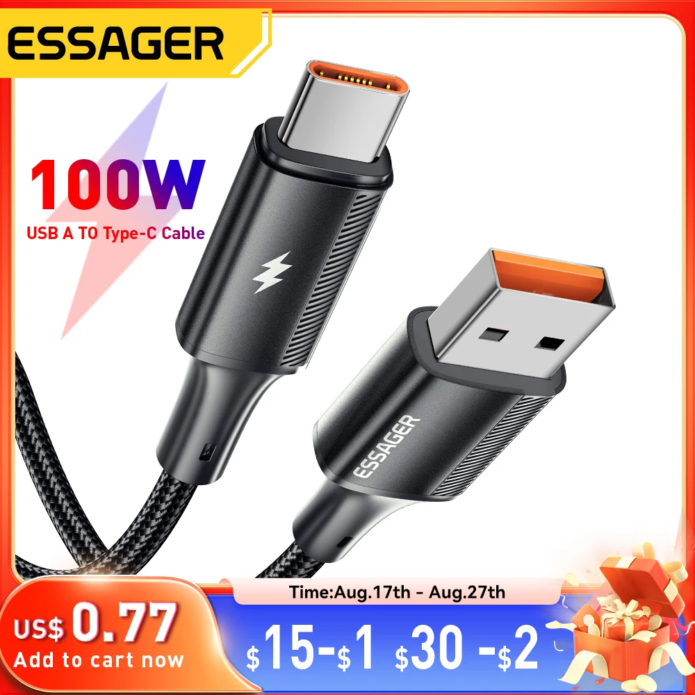 Essager 7a usb-кабель типа c для realme huawei p40 pro 100 вт