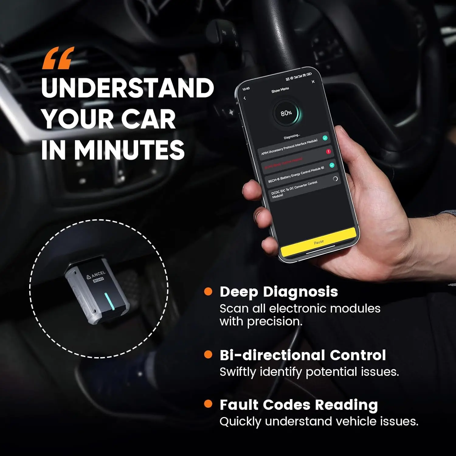 Автомобильный сканер ancel echo obd2 - Фотография_2